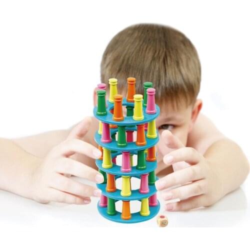 Colorful Interesting Stack Wooden Blocks High Pile Toys For Children Balance Training Learning Education Wooden Blocks