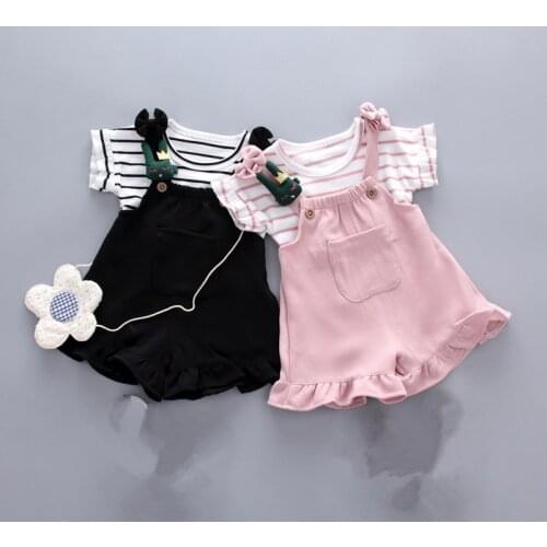 Summer Infant Baby Girls Clothes Sets 2021 Fashion Baby Girl Stripe T-shirt + Pants 2Pcs Baby Suit Toddler Girls Clothing Set