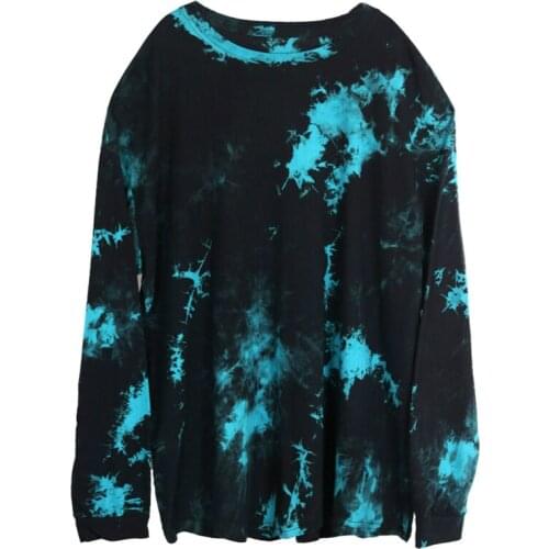 Summer INS Harajuku dark cool style womens wear handsome tie-dyed long-sleeved t-shirt loose bf bottom fashion