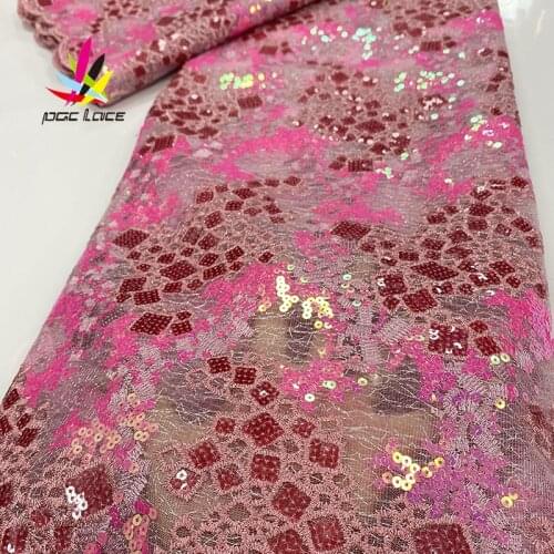Sequin Dress Material Lace Sequins Onion French African Nigerian Latest Design High Quality Tulle 2020 For Sequence Dress