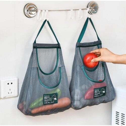 Fruit Vegetable Bags Toys Two Layer Hanging Washable Reusable Mesh Storage Bag for Kitchen Storage Toys Sundries Bags