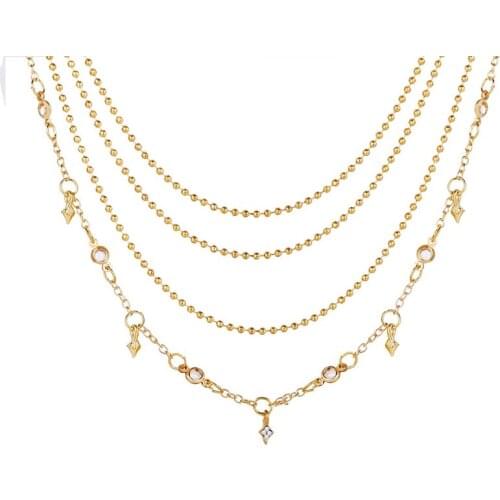 MISANANRYNE Fashion Punk Simple Rhinestones Clavicle Chain Creative Retro Three-layer Necklace Women Party Wedding Jewlery 2020