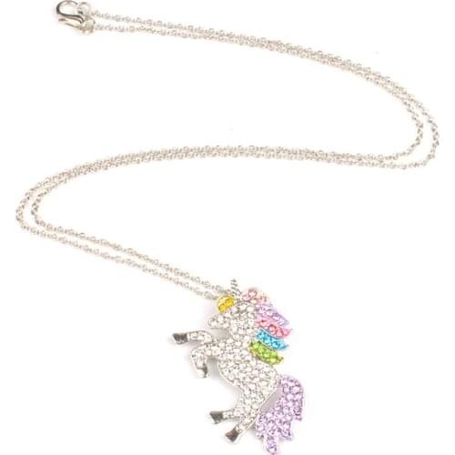 Fashion Pegasus Necklace Hot Selling in Europe and America Full Rhinestone Unicorn Women Pendant Necklace Jewelry