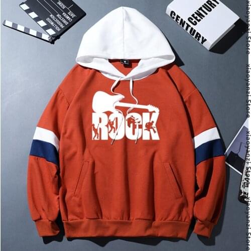 Rock music art Men Round Collar patchwork hoodies Design Man Novelty Cotton sweatshirts Dreams Casual clothing Print pullovers