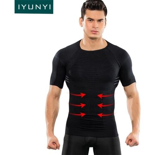 IYUNYI Men Shapers Corset Slimming Undershirts Body Shapers Posture Corrector T-shirt Men Fat Burning Fitness T Shirt Shapewear