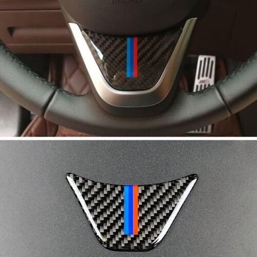 Carbon Fiber Car Steering Wheel M stripe Emblem Stickers for bmw x1 e84 1 series f52 2 series