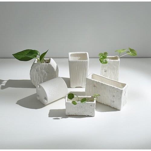 2021 New Simple Plain Color Hydroponic White Ceramic Succulent Flower Pot Creative Home Furnishings Modern Desktop Decoration