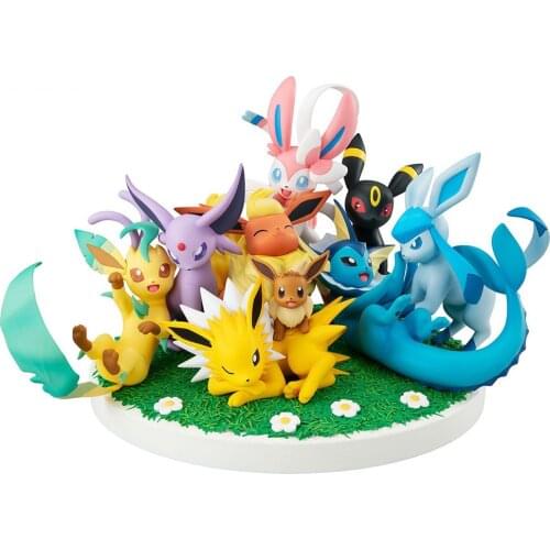 NEW Anime Pokemon Family Pikachu Eevee 9 Style evolutionary forms PVC Action Figure Collection Model Kids Toys Gift