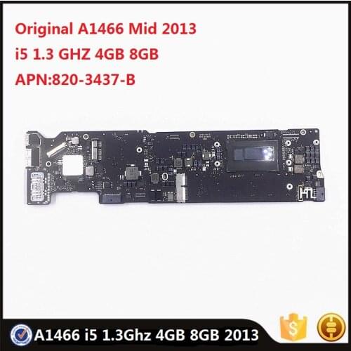 Original A1466 Motherboard 820-3437-B For MacBook Air 13" Mid 2013 EMC 2632 i5 1.3GHZ 4GB 8GB Ram Logic Board Replacement Used