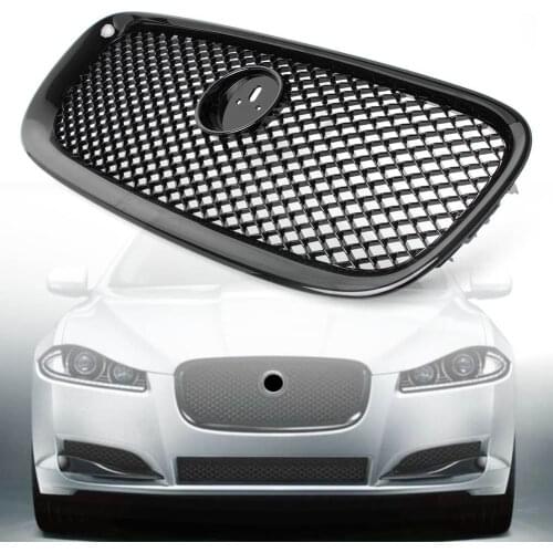 For Jaguar XF XFR X250 2012 2013 2014 2015 Front Racing Grill Upper Mesh Grille Car Styling Moulding Accessories with Emblem