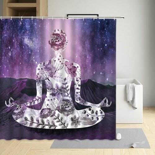 Psychedelic Universe Shower Curtain Mandala Floral Zen Meditation Art Bathroom Wall Decor With Hook Hanging Set Washable Screen