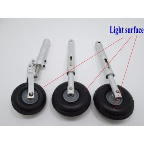 RC Fixed wing plane airplane Alloy Undercarriage CNC process Metal retractable shock absorption landing gear set 45mm PU wheel