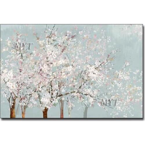 Pink And White Flower Handmade Oil Painting Canvas Wall Art Oil Paintings Canvas Knife Art Home Decoration Wall Pictures Unframe