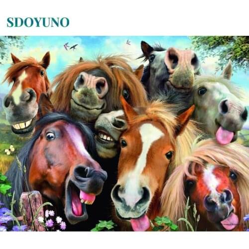 SDOYUNO Frame Oil Painting By Numbers Horse Animals 60x75cm DIY pictures by numbers on canvas Home Decor Wall Art For Gift