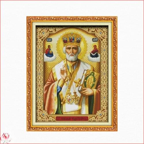 Pope Character Patterns Counted 11 14CT Cross Stitch Set DIY Counted Cross-stitch Kit Embroidery Needlework Home Decoration