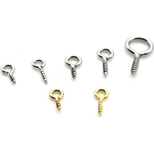 100pcs Stainless Steel Gold Screw Eye Pins Pendant Bails Hooks Clasps Beads Connector Findings for Earring DIY Jewelry Making