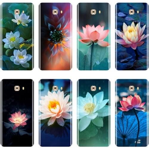 TPU Phone Case For Samsung Galaxy C9 C7 C5 Pro Soft Silicone Pink Flower Floral Aesthetic Back Cover For Samsung Galaxy C5 C7 C8