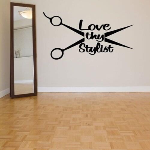 Love thy stylist Hair Tool Vinyl Home Decor Wall Sticker Beauty Salon Barber Shop Wall Decal Interior Removable Mural C11-12