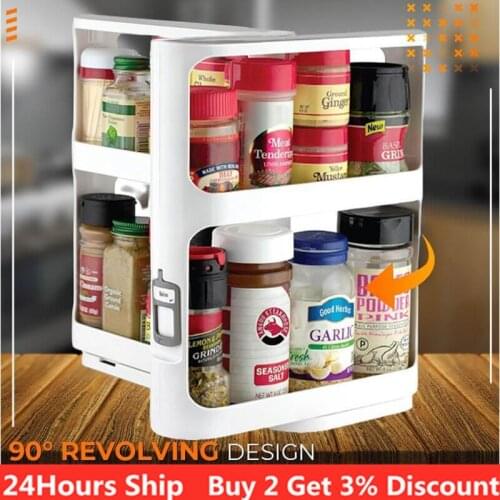 Rotating Storage Spice Rack Multifunction Food Shelf Organizer Kitchen Cabinet Seasoning Holder Box Cocina Bathroom Accessories