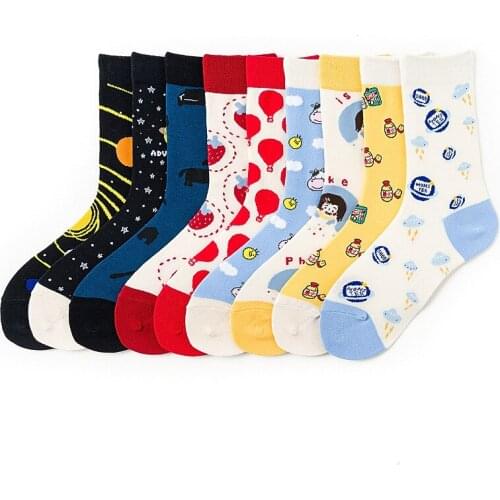 Funny Cute Cartoon Candy Color Man And Woman Couple Socks Hip Pop Crew Socks Happy Japanese Harajuku skateboard Socks