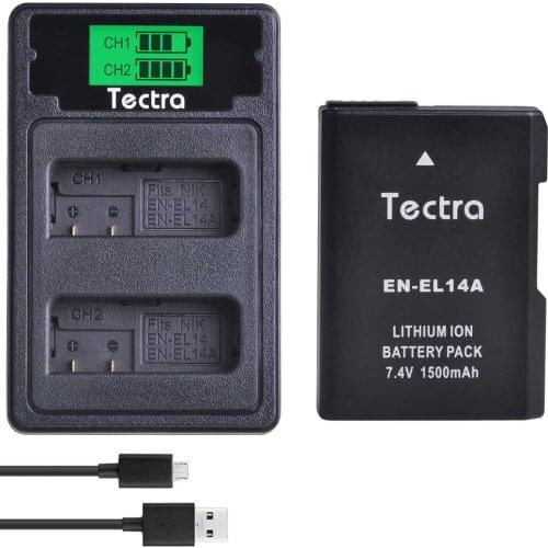 1PCS 1500mAh EN-EL14 EN-EL14A ENEL14 Battery for Nikon D3100 D3200 D3300 D3400 D3500 D5600 D5200 P7000+LCD Type C USB Charger