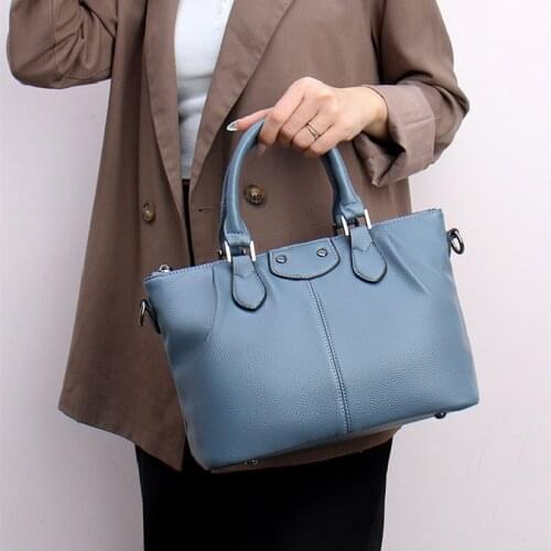 Lady elegant novely design blue black burgundy top handle handbag for women high quality pu leather daily commuting shoulder bag