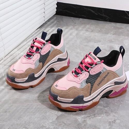 Brand Design Mesh Chunky Sneakers Womens Shoes Blue Color Woman Casual Sneaker Platform Woman Fashion Tennis Female Solid