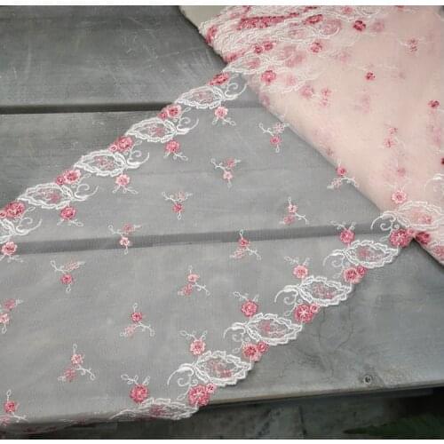 1 Meter 23cm Width Pink Embroidered Sewing Ribbon Guipure Polyester Lace Trim or Fabric Warp Knitting DIY Garment Accessories