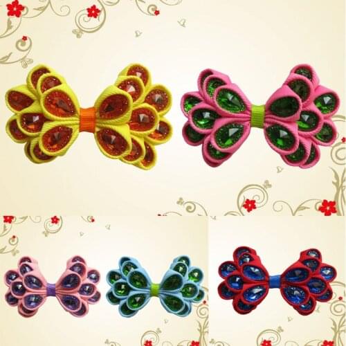 16pcs 3.5 Crystal Bow Snow Queen Elsa Anna Olaf scrunchy Cartoon hair band Headwear Girls hair accessories scrunchy