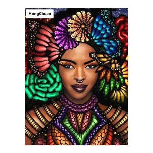African tribal beauty 5D DIY full diamond round/square cartoon diamond embroidery mosaic cross stitch diamond painting mural