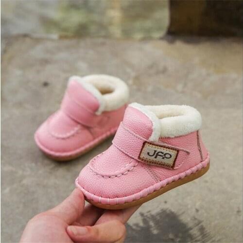 2020 Winter leather walking shoes Soft Fur Shoes Prewalker Walking Toddler Baby Boys Shoes Infant Toddler Boots