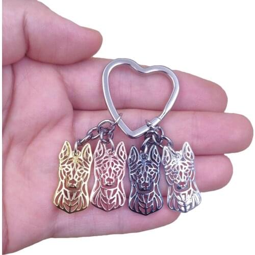 2021 Hot Sale Dutch Sheherd Dog Animal Cute Gold Silver Plated Keychain For Bag Car Women Men Girls Boys Love Jewelry K196