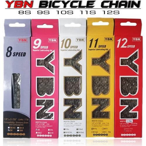 YBN Bike Chains MTB Mountain Road Bike Chians 11 Speed Hollow Bicycle Chain 116 Links Silver S11S with missinglink for m7000 XT