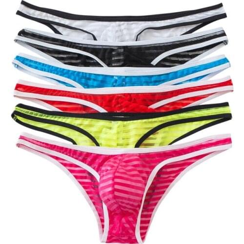 See Through Sexy Lingerie Men Bikini Briefs Mesh Calzoncillos Hombre G String Sexy Men Underwear Transparent Jockstrap Briefs