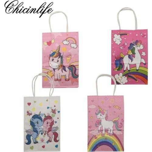 Chicinlife 5Pcs Unicorn Party Paper Gift Bag Happy Birthday Party Decorations Baby Shower Packaging Candy Bag Party Supplies