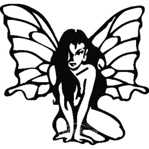 Long-Haired Woman With Butterfly-Like Wings Car Stickers For Car Window Door Decal Top Waterproof Rear windshield Mural ZP0423