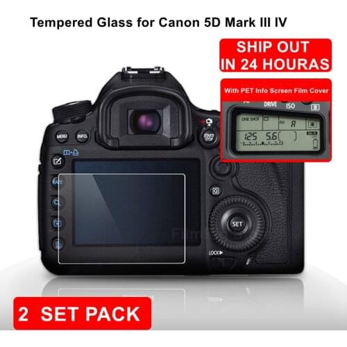 For Canon EOS 5D MARK III IV 5D3 Camera Tempered Protective Self-adhesive Glass Main LCD Display + Film Info Screen Protector