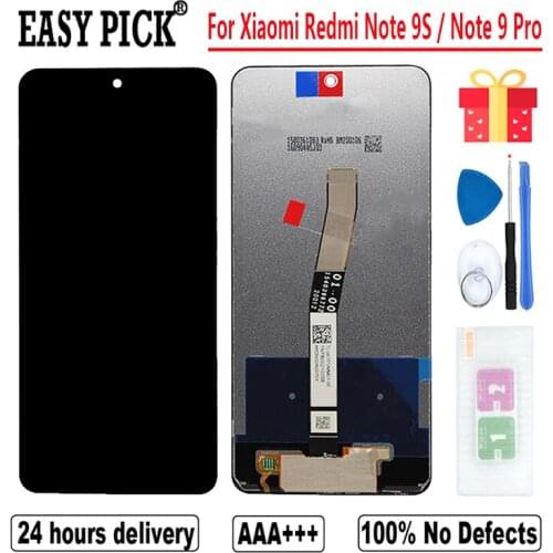 For Xiaomi Redmi Note 9S M2003J6A1G LCD Display Touch Screen Digitizer Assembly Free Tools For Redmi Note 9 Pro M2003J6B2G