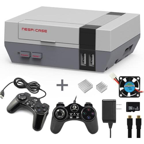 Elecrow Newest 7 In 1 NESPi Case for Raspberry Pi 3 2 B+ Super DIY Kit Gaming Controller Cooling Fan Heat Sinks 16GB Card Cable