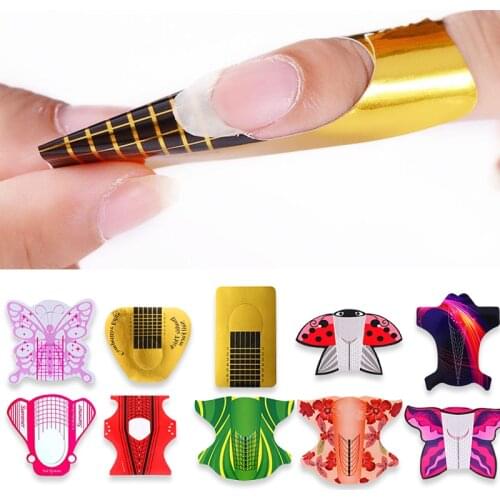 20Pcs Professional Nail Forms Nail Extension Forms Women Salon French Acrylic Nail Sticker Art Tools