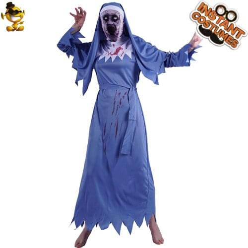 Bloody Nun Zombie Costume for Women Halloween Cosplay Zombie Outfits Purim Role Playing Party Fancy Dress for Adult Female