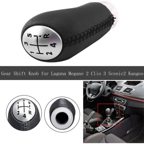 5 Speed Gear Knob Leather Head Stick for Renault Laguna Megane 2 Clio 3 2003-2009 Scenic2 Kangoo Car Accessories