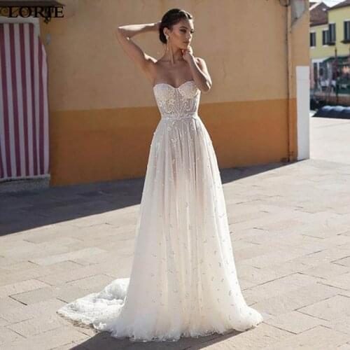 LORIE Lace A Line Wedding Dress 2019 Vestidos de novia Sweetheart Neck Lace Sexy Bridal Dresses Elegant Backless Wedding Gowns