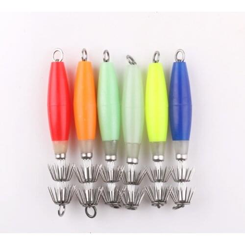 Squid Hook 5Pcs Hard Plastic Octopu Jigs 10cm 15.5g Cuttlefish Artificial Bait Fluorescent Drop Underwater Fishing Lure