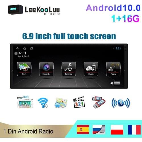 LeeKooLuu 1 Din Car Android Multimedia Player 6.9 inch Touch Screen Bluetooth Autoradio Stereo Video GPS WiFi 1din Auto Radio