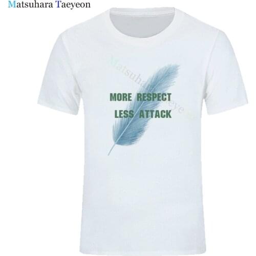 Fashion MORE RESPECT LESS ATTACK Feather T shirt Men Summer Cotton Harajuku Short Sleeve O Neck Streetwear T-shir Clothes