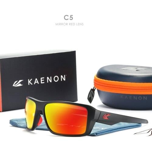 KAENON Polarized Sunglasses Men Mirrored lens Brand Design Driving Fishing Sun glasses Eyewear UV400 With case