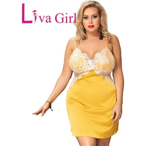 LIVA GIRL Woman Plus Size Lace Silk Stitching Loungewear Summer Sling Slim Nightdress and Shorts Female Oversize Sleepwear 5XL