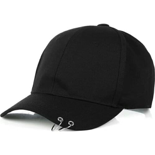 New style spring autumn cotton unisex solid color BTS hoop decorate unique Breathable street dance fashion sunblock baseball cap