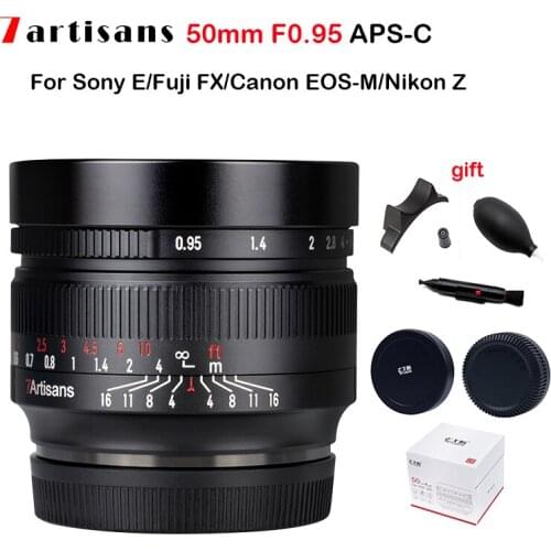 7artisans 50mm F0.95 APS-C Camera Lens Large aperture Manual focus lens for Sony E/Canon EF-M EOS-M/Fujifilm X Fuji FX M4/3